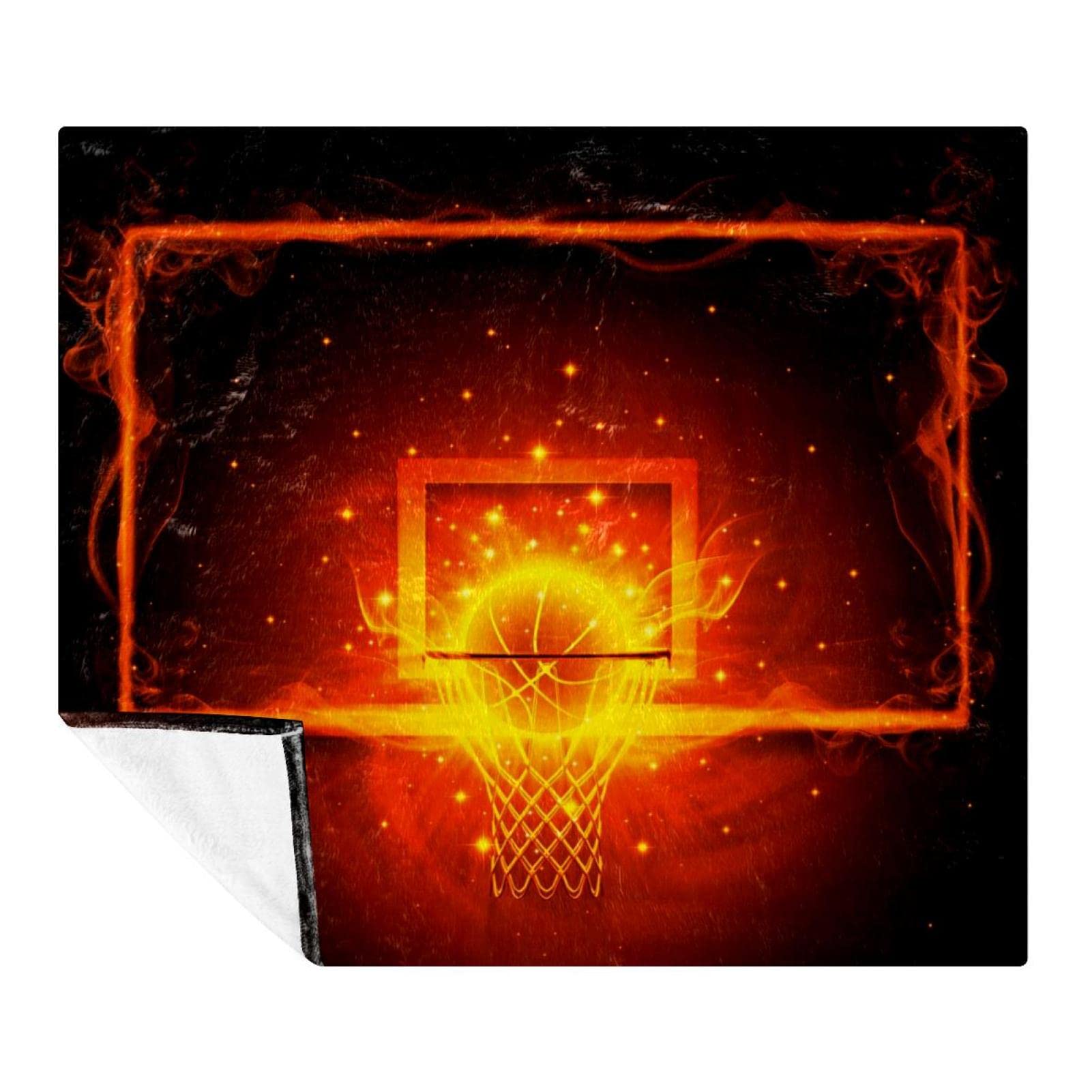 Couverture basket-ball polaire douce pour canapé et lit - Plaid microfibre léger 150x130 cm