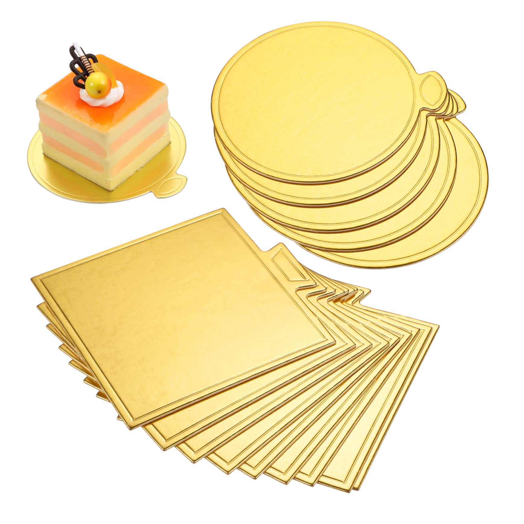DECHOUS Tavola per Torta in Carta, Supporti Rotondi e Quadrati Vassoio per Decorazione Dessert, 200 Pezzi, Anti-Grasso, per Cake Shops