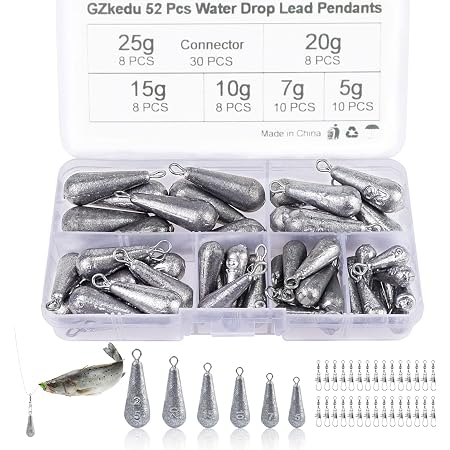 Kit De Plombs De Pêche VooGenzek – 23 Pièces En Forme De Goutte D'eau Avec œillet, Parfait Pour Le Drop Shot Et La Pêche En Eau Profonde – 5g/7g/10g/15g