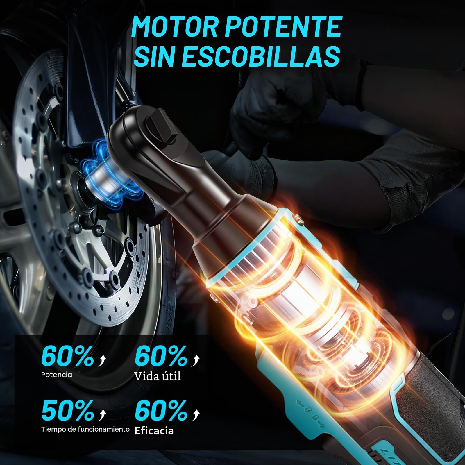 Llave de Carraca Compatible con Makita 18V, 3/8" Llave de Trinquete Inalámbrica, 2 × 4000 mAh Baterías, 320 RPM, Juego de Llaves de Carraca Inalámbricas con Carga Rápida y 9 Llaves de Vaso