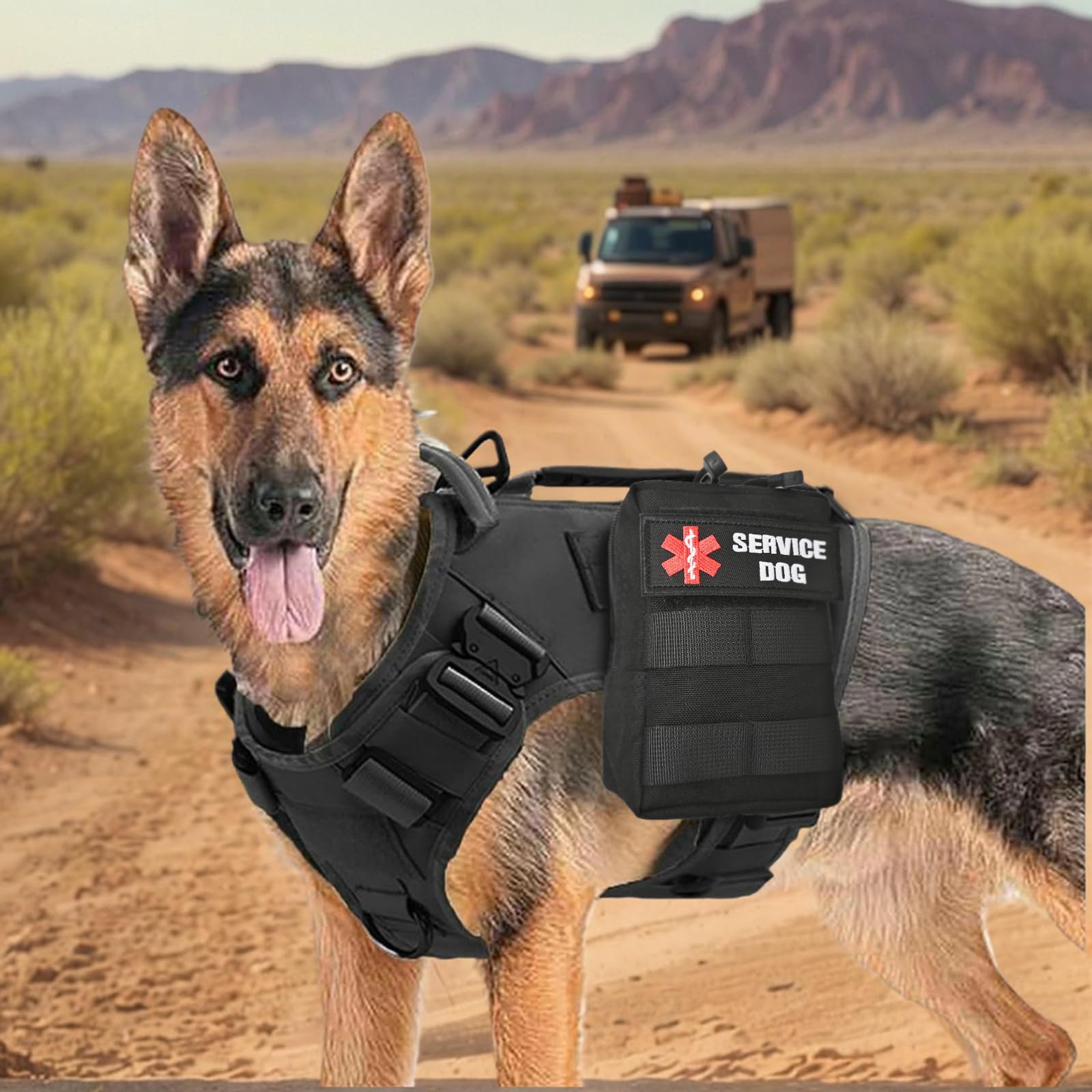 Hundegeschirr und Trainingsweste für große Hunde, Deutscher Schäferhund, Malinois, Größe L, Set für alle Rassen, Green,Größe L