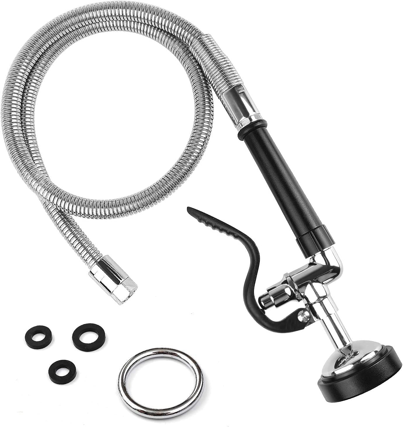– Pre-Rinse Replacement Kit - High Pressure Spray Head and Stainless Steel Hose Connection for Commercial Sink Tap