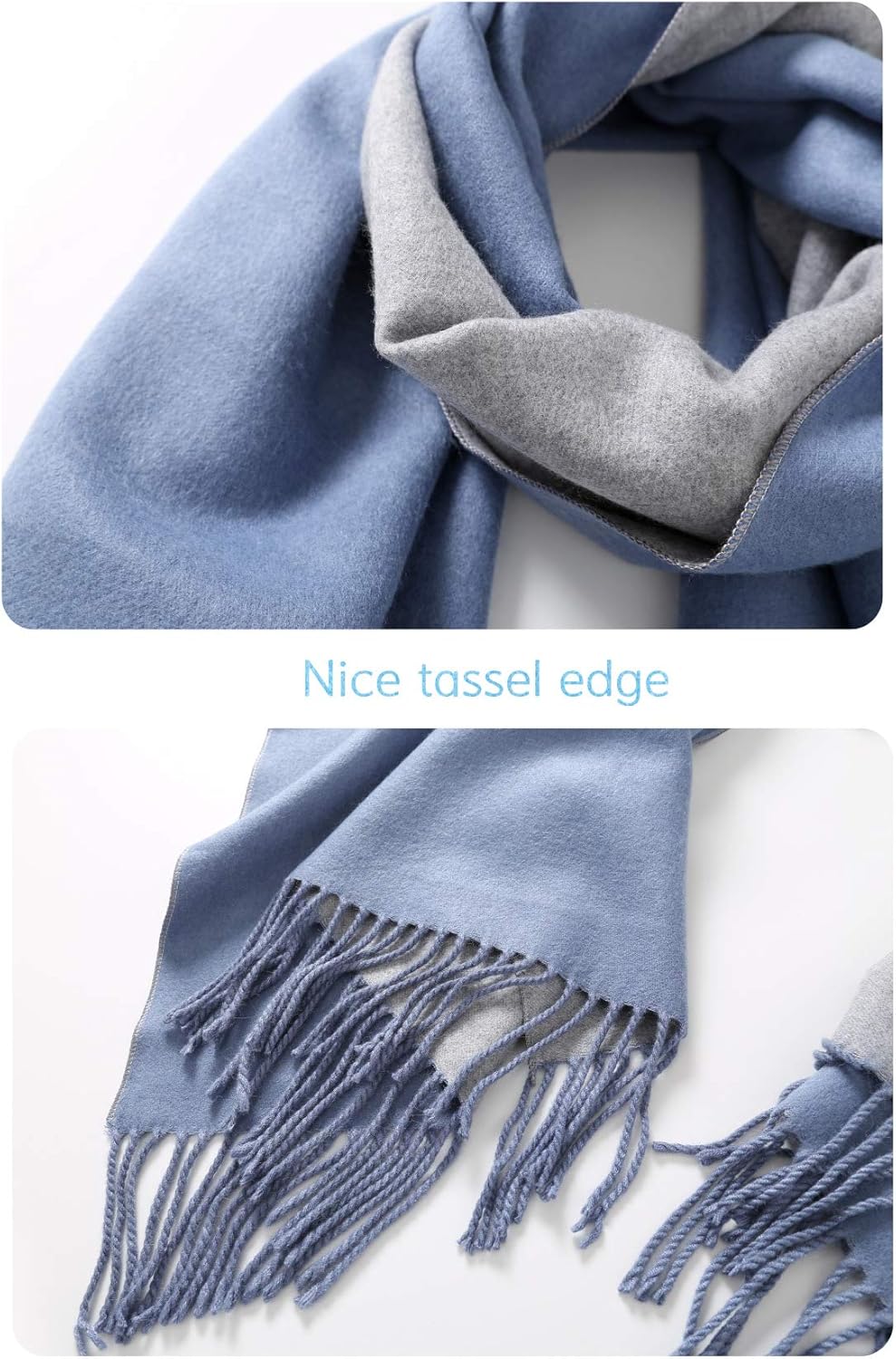 Jeelow Double-Sided Pashmina Shawl Wrap | Cashmere Feel Poncho Cape | Soft & Warm Women's Blanket Scarf - Image 4