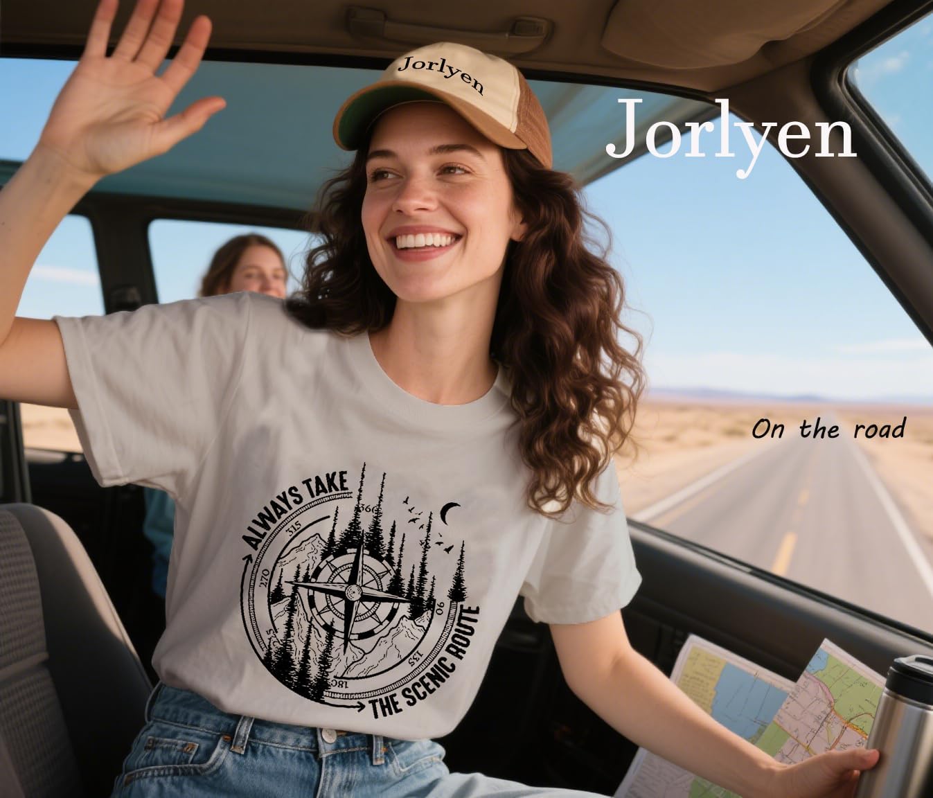 Women Mountain Adventure Athletic Top Compass Graphic Tee for Outdoor Camping Hiking Pine Tree Wanderlust Workout Shirt - Image 6