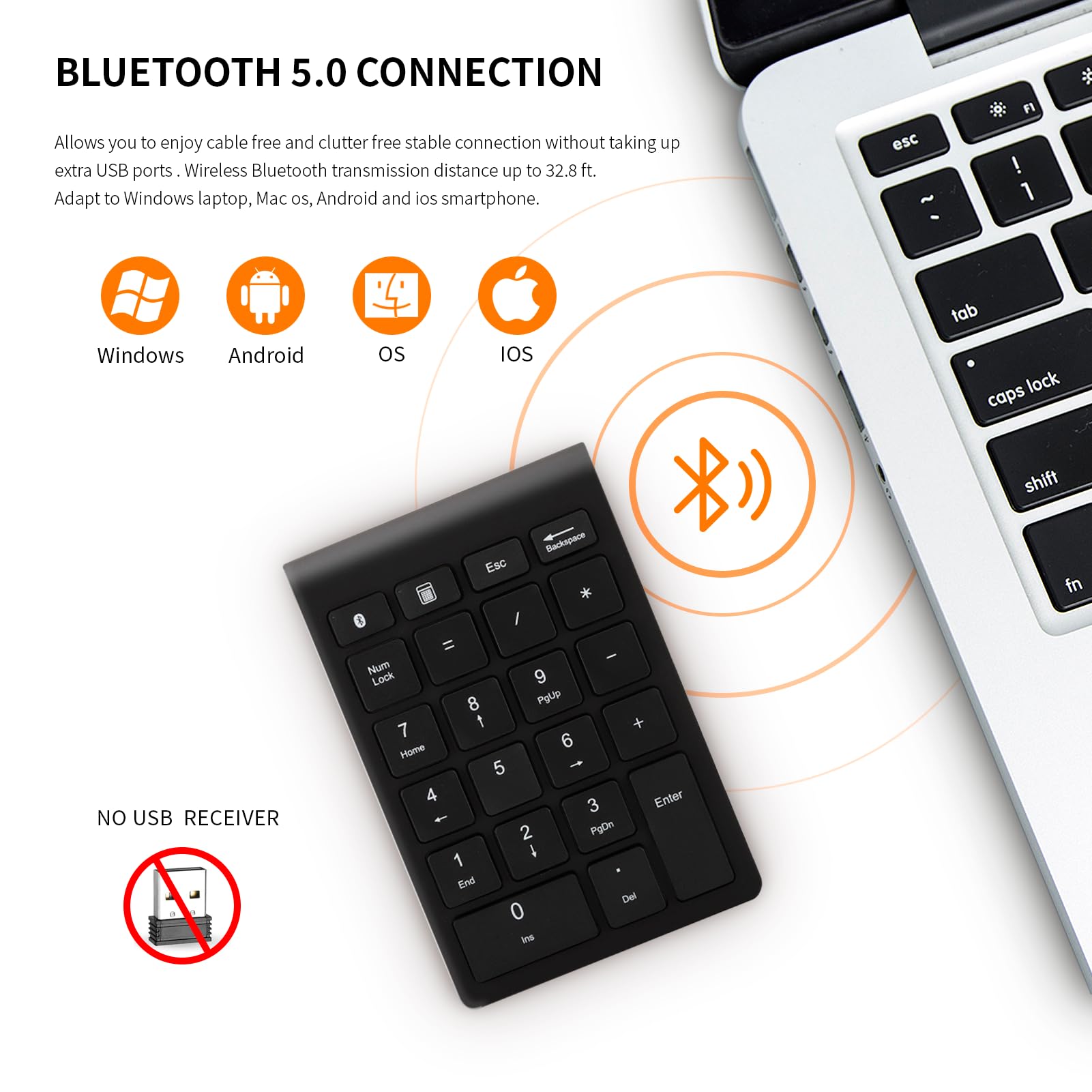 Tastierino Numerico Bluetooth Gugxiom 22 Tasti - Mini Bluetooth 5.0 Per PC, Laptop, Contabilità, Nero - Foto 9