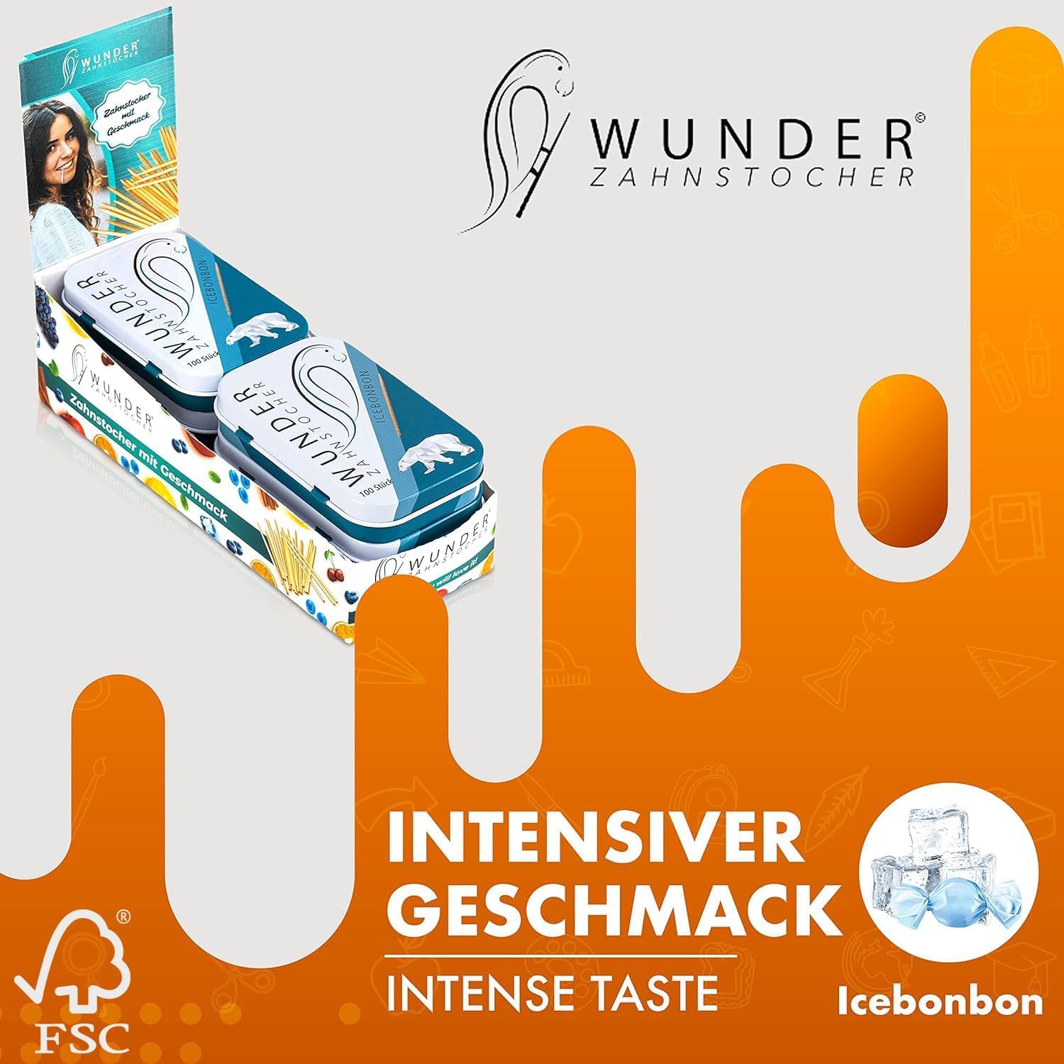 Wunder Zahnstocher Display (6er Pack) - Zahnstocher mit Geschmack