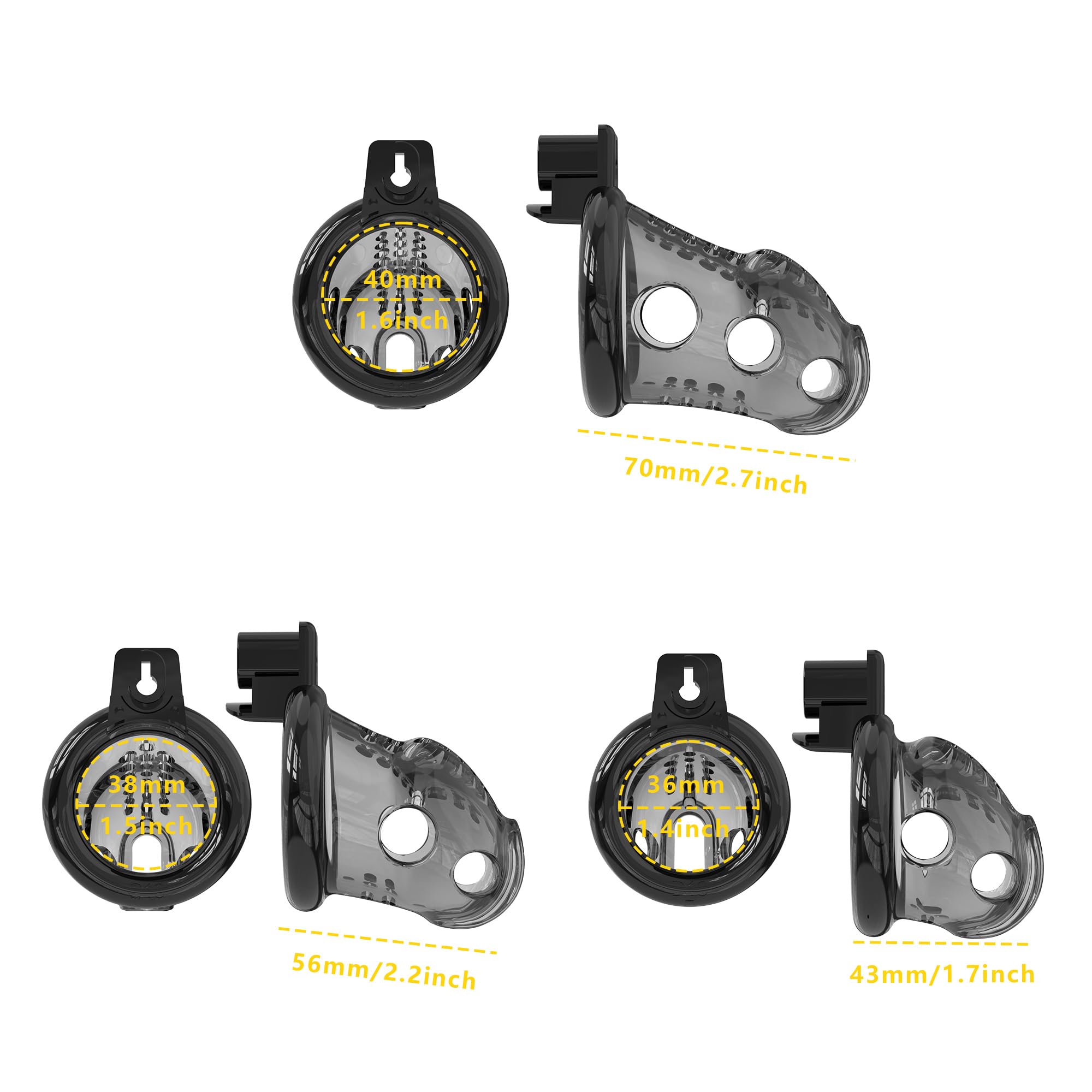 Hdynasty Jaula de Resina Transpirable para Hombre con 6 mosquetones fijos (40mm/44mm/48mm/52mm/56mm/60mm)