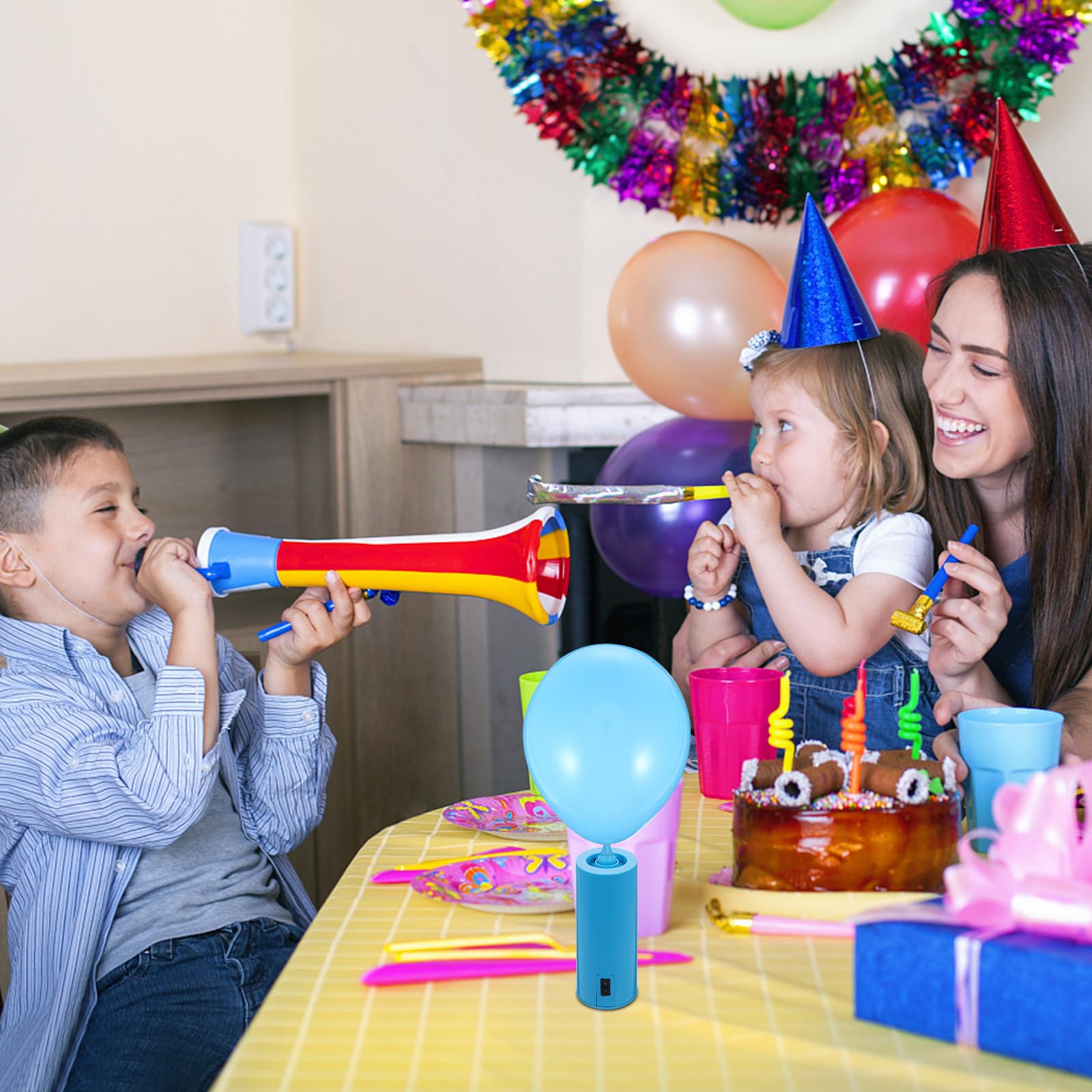 Bomba de Aire Eléctrica Portátil Diseño Liviano y Buena Insonorización para Globos Inflador Electrónico para Fiestas y Decoraciones