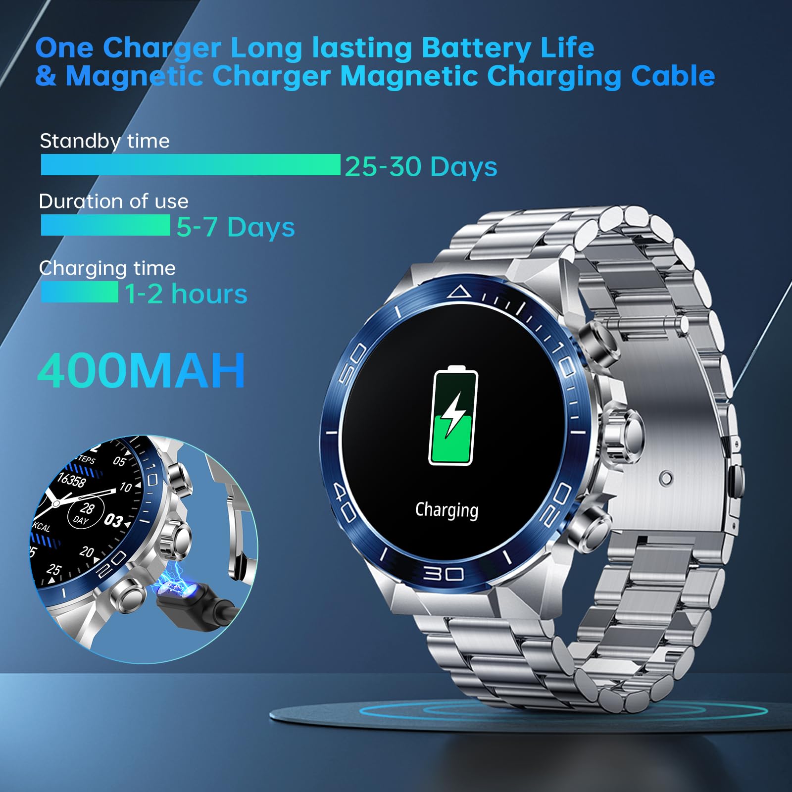 MiracDan Orologio Smartwatch Uomo con Chiamata Bluetooth 5.2, Display AMOLED 1.43", 107+ Modalità Sportive, Impermeabile IP68, Contapassi