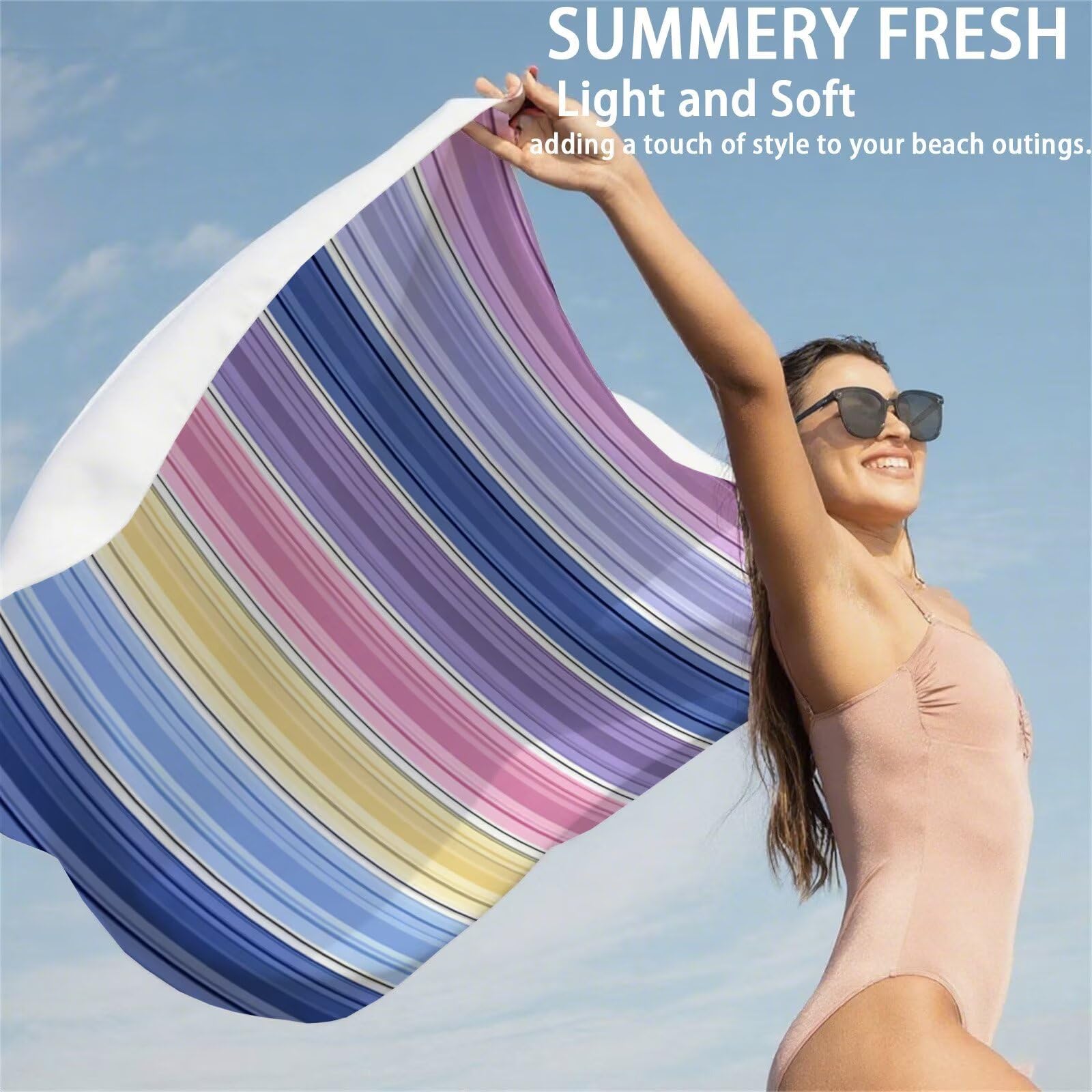 Ręcznik plażowy bez biżuterii, z mikrofibry, geometryczny ręcznik plażowy XXL, 85 x 170 cm, 2 sztuki, nie zawiera piasku, super chłonny ręcznik do pływania, na podróż, urlop, do leżenia, ogrodu, na
