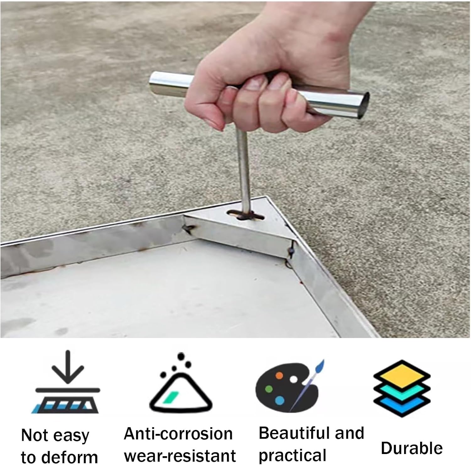 Heavy-Duty Stainless Steel Manhole Cover & Frame Recessed Invisible Septic Tank Cover for Driveways & Highways 40x40cm (15.7x15.7in) Strong Load-Bearing Design Durable & Weatherpro