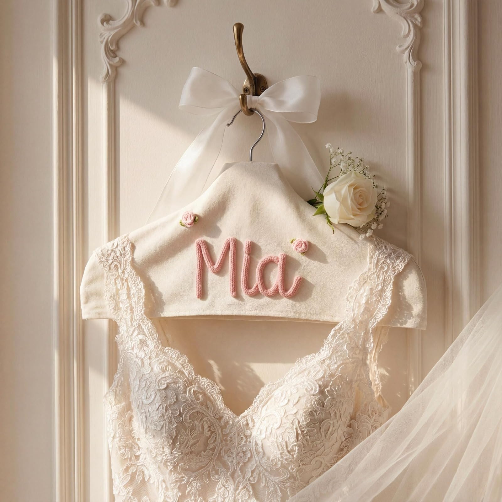 Personalized Bride Hangers Cover,Custom Name Padded Hanger for Wedding,Embroidery Bridal Linen Hanger Sleeve,bridesmaid Gift