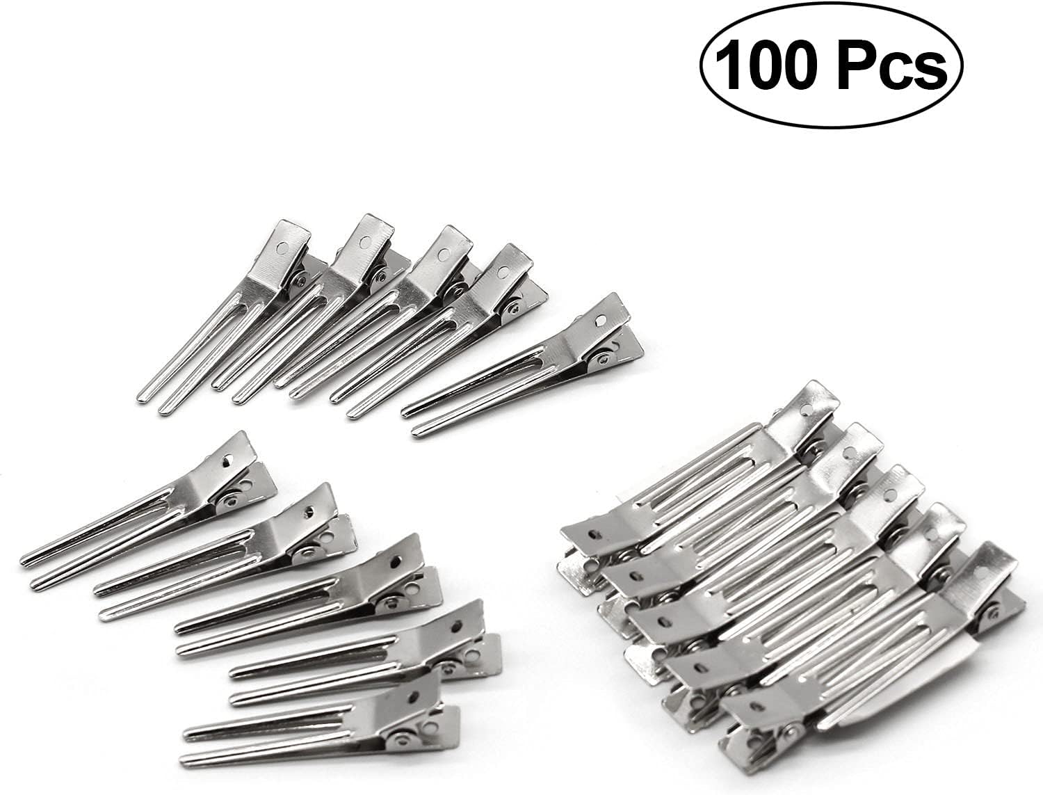 Beayuer 100pcs Hairdressing Double Prong Curl Clips - Image 3
