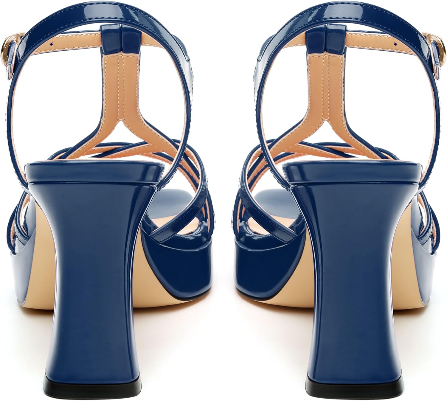 Strappy Heels for Women Square Open Toe Chunky High Heels Ankle Strap Heeled Sandals Comfort Dress Party Womens Sandals 3.3" - Image 5