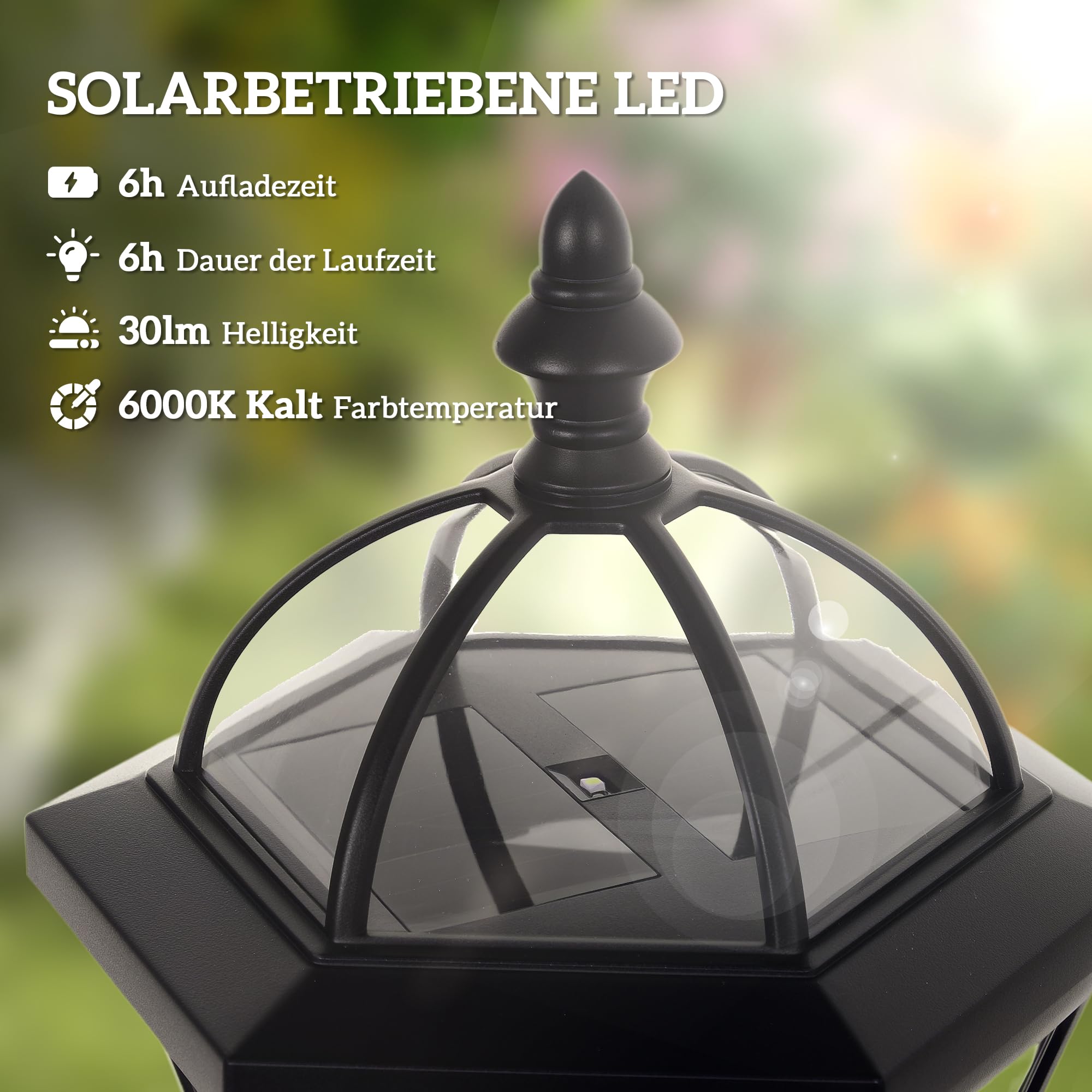 Outsunny Solar Gartenlaterne 2er Set Wetterfeste 129 cm hoch Schwarz