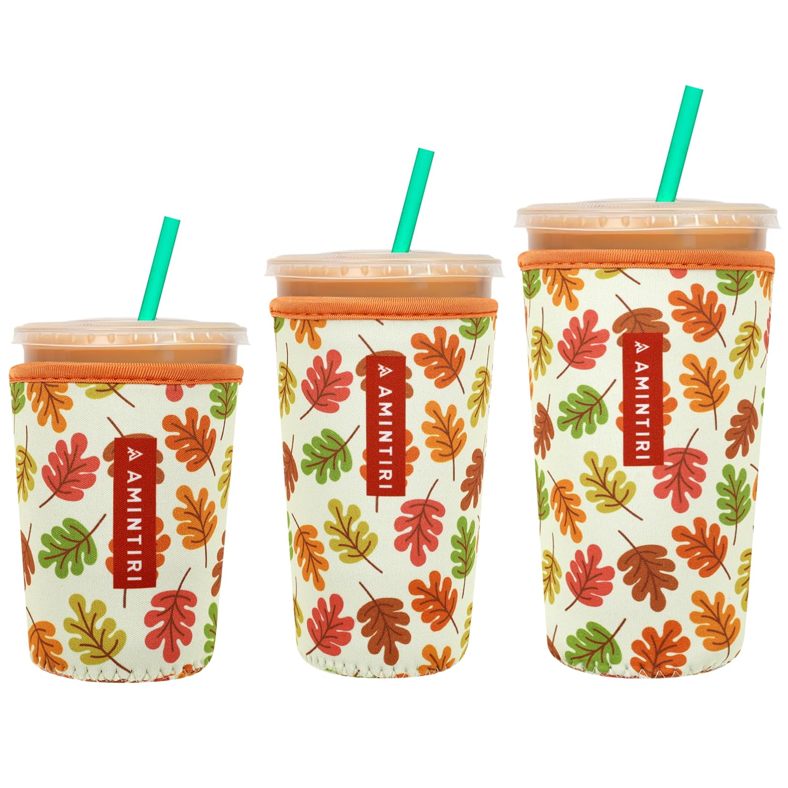 3 Pack Reusable Insulator Neoprene Sleeve for Iced Coffee &amp; Cold Soda