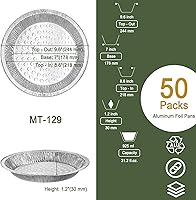 Vista 2 de Moldes redondos de papel de aluminio de 9 pulgadas (paquete de 50), recipientes desechables resistentes para asar, almacenar, hornear, cocinar
