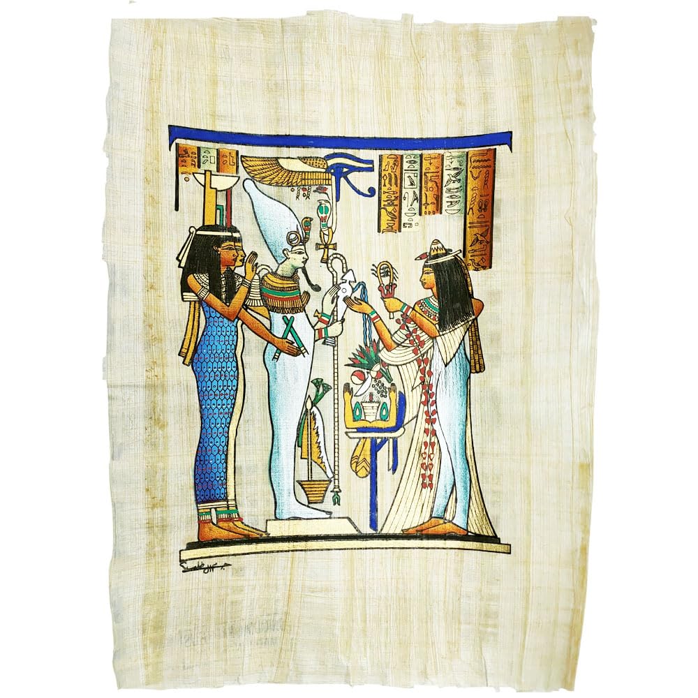Papiro egipcio original pintado a mano de 22x33 cm con Osiris e Isis 4