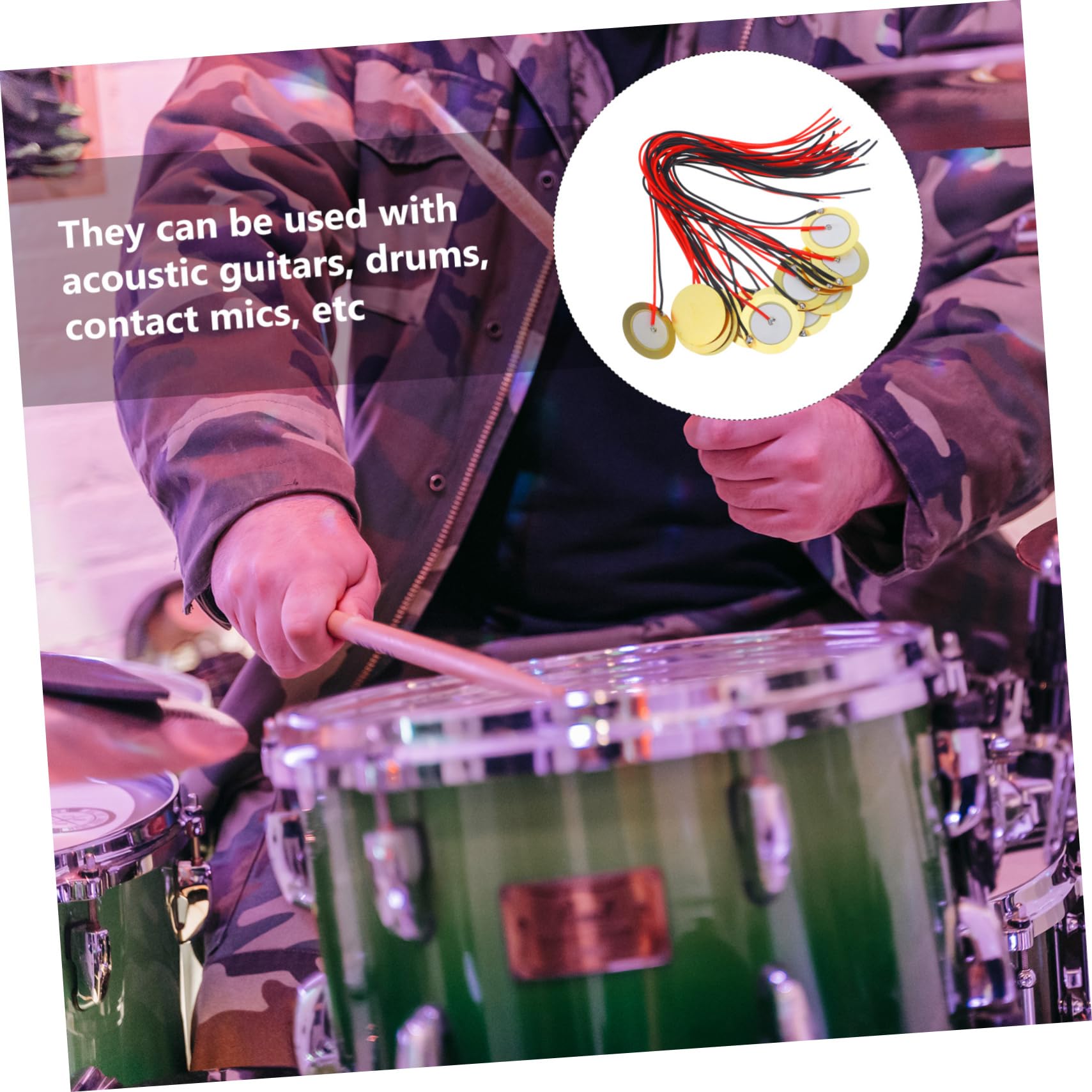 ibasenice 45stücke Piezo Discs Gitarren Pickup Piezoelektrischer Wandler Für Akustische Instrumente Drucksensoren Für Optimale Klangqualität Kabel