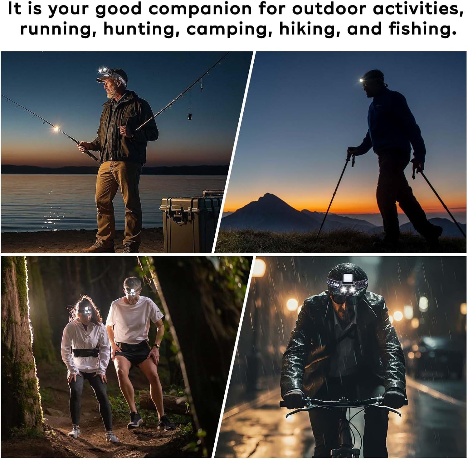 2 Pack LED Hat Clip Lights, 900LM Dimmable Rechargeable Cap Flashlight, 180° Adjustable Headlamp with Zoom & Floodlight, Waterproof Hat Light for Running, Camping, Fishing, Hiking, Emergency (Black) - Image 6