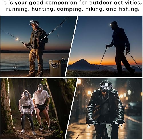 Miniatura 6 de Luz LED para sombrero, 2 piezas de 900 lúmenes regulables con clip en la tapa, faro recargable, 180 ajustable, manos libres, linterna frontal