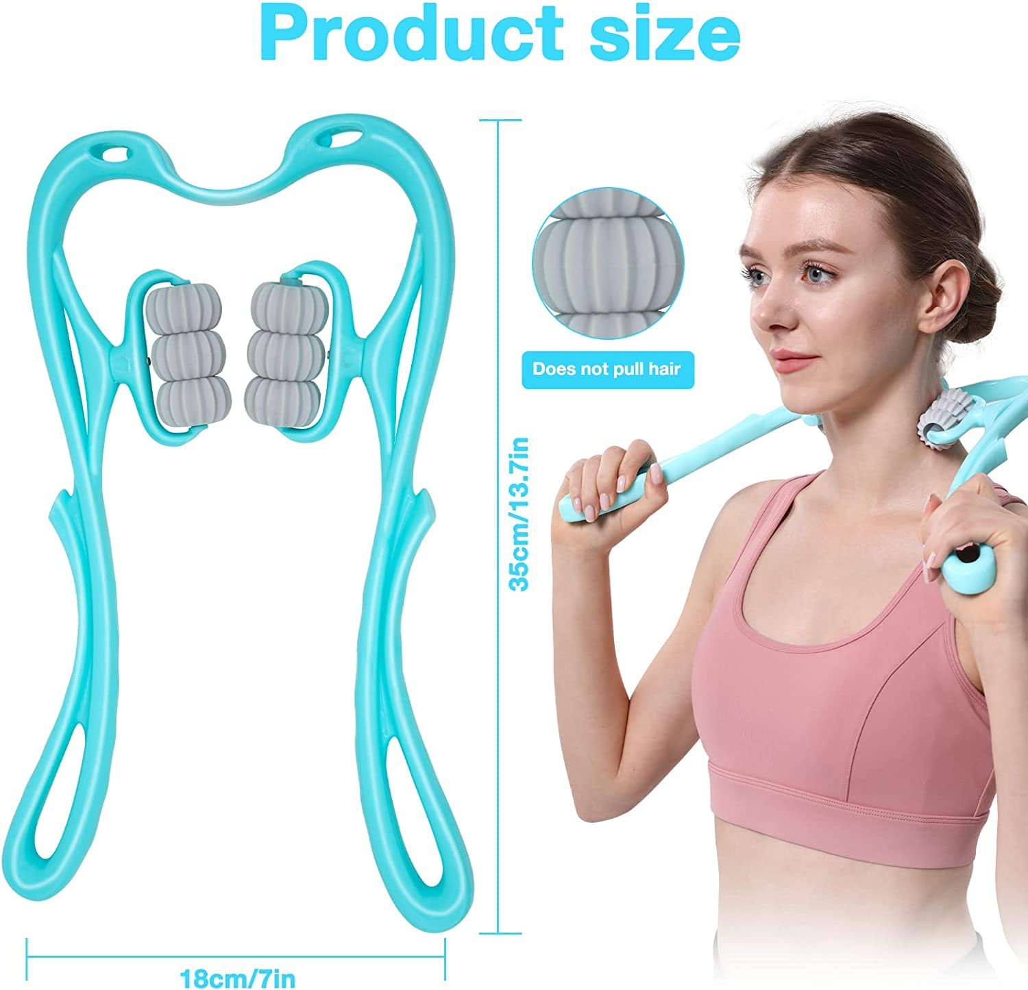 Crobat Neck Massager, Handheld Pressure Point Roller Massager Tools for Pain Relief Deep Tissue - Suitable for Neck Legs Cervical Waist and Shoulder Relaxer, Self-Massage & Portable (Blue) 7 71np9UGMBoL. SL1500