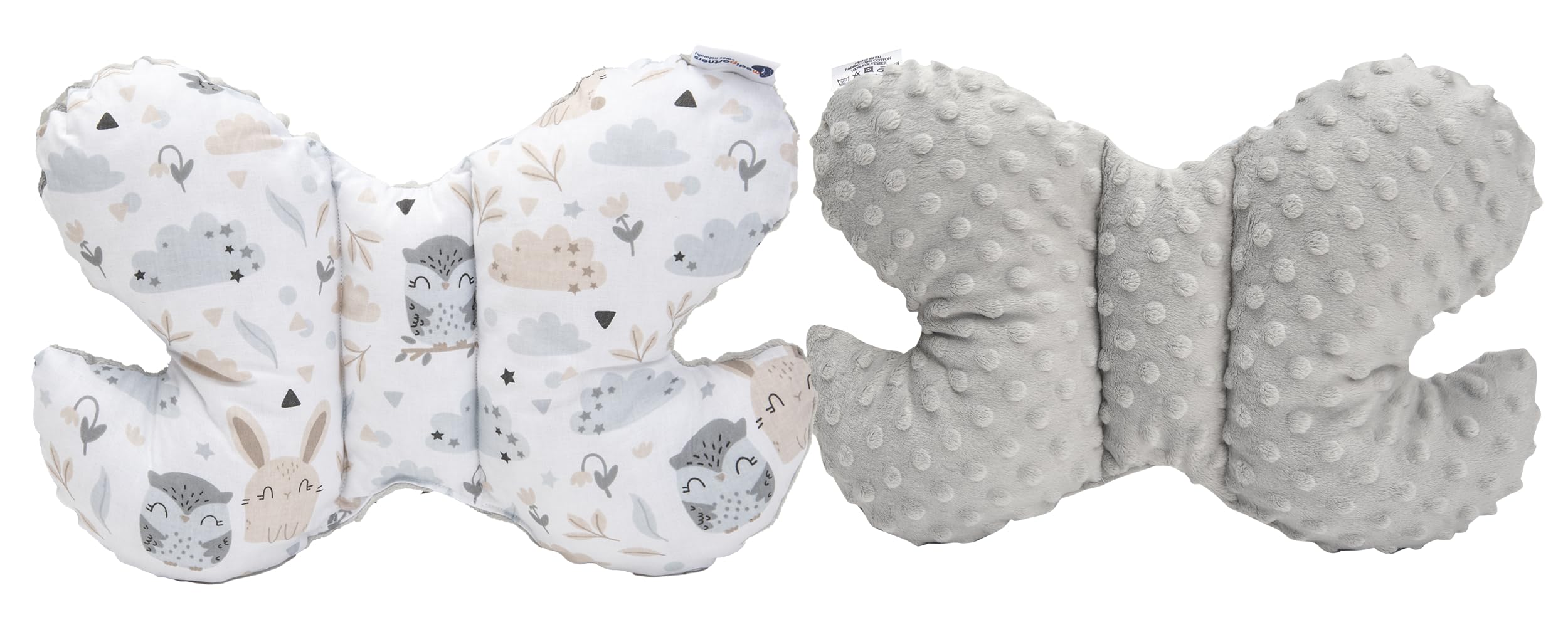 Medi Partners Almohada para bebé Mariposa 100% Algodón Minky Soporte para el Cuello niños Cochecito Viajes Dormir Almohada Rollo de repetición