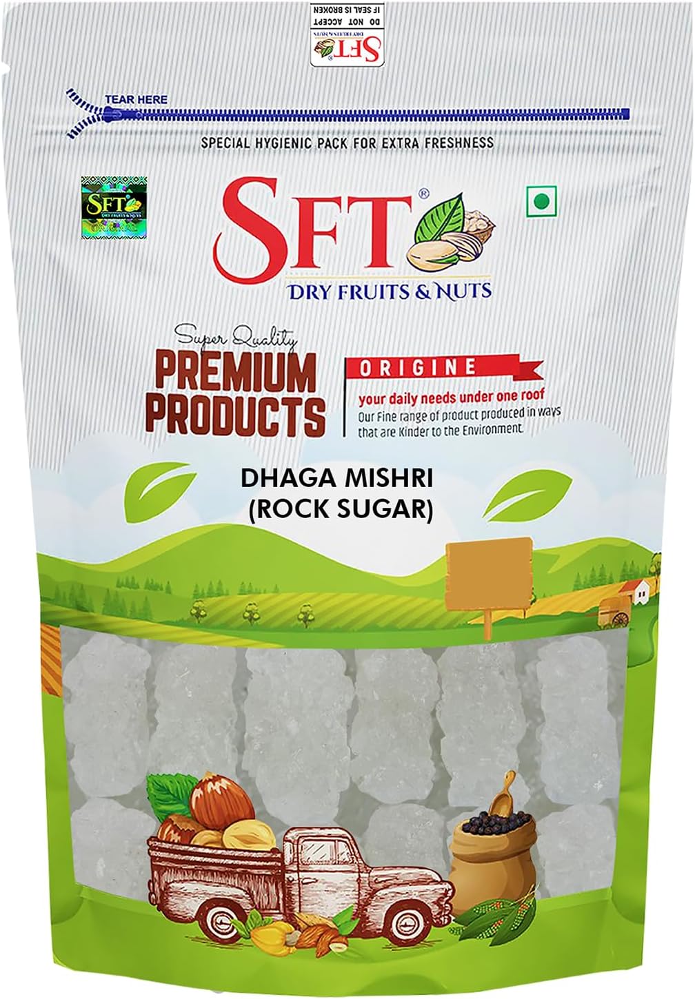 SFT Dhaga Mishri, 1Kg | Rock Sugar | Pure Thread Crystal | Thread Mishri | Mishri Crystal