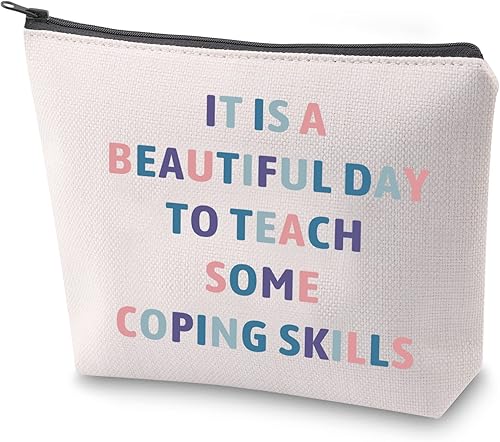 ZJXHPO Bolsa de cosméticos de consejero Es un día asombroso para enseñar algunas habilidades de afrontamiento, maquillaje con cremallera, bolsa de