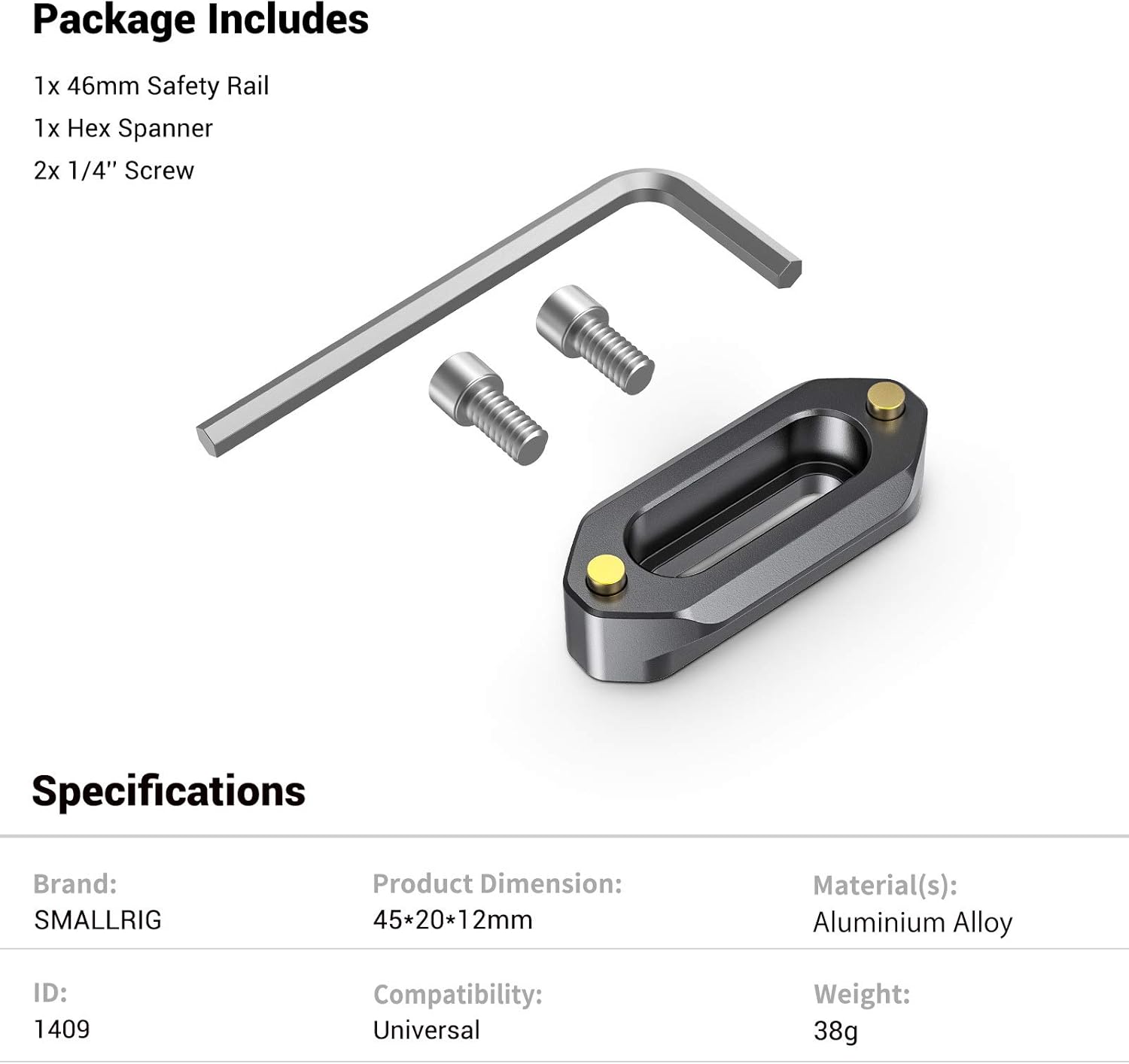 SMALLRIG Quick Release Safety Rail 4cm 1.57 Inches Long with 1/4'' Screws - 1409 - Image 8