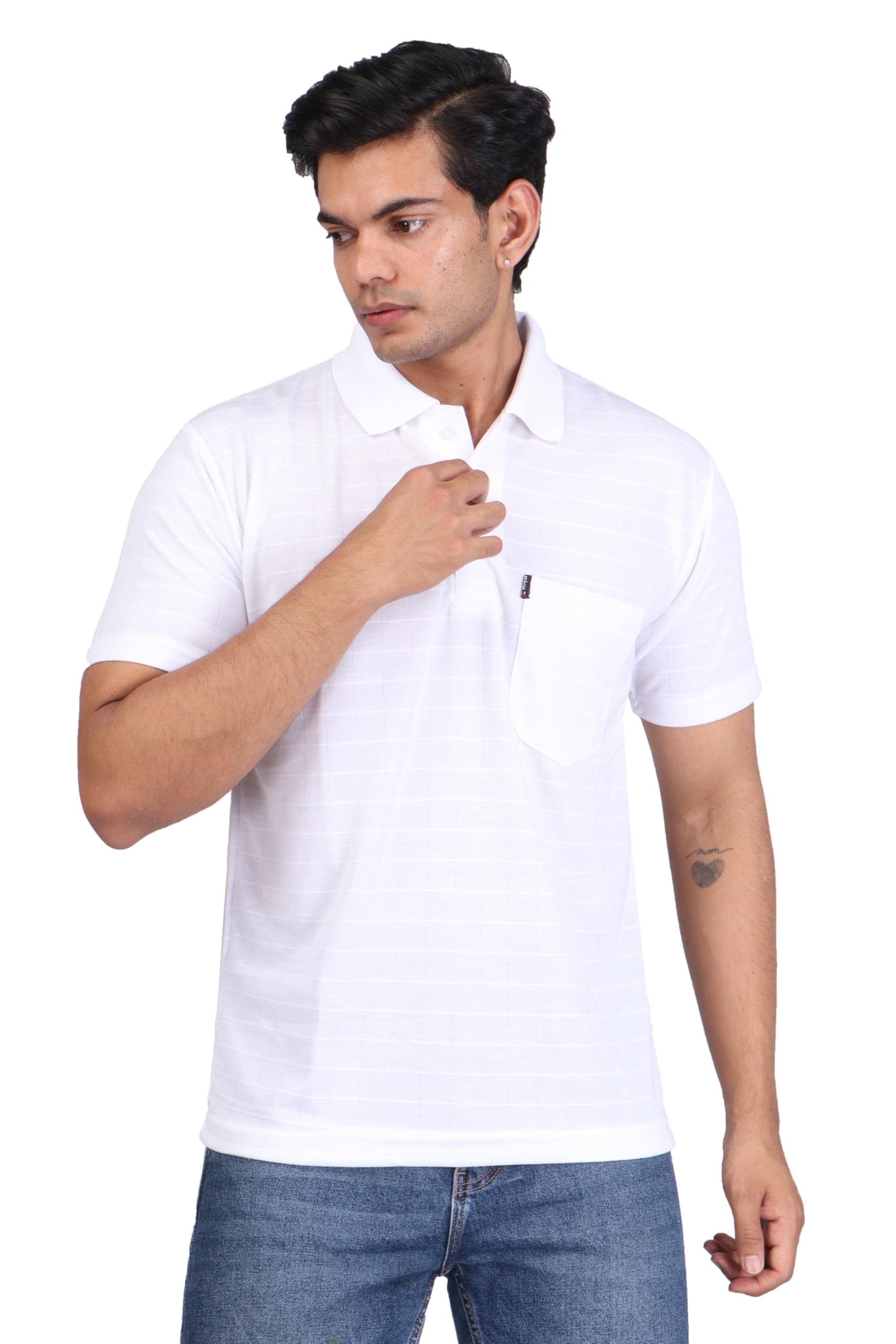 WILD ELEPHANT Men Casual Polo Neck T-Shirt | Premium Spun Fabric Short Sleeve Self Design Regular Fit Tee | Stylish Summer Wear with Front Chest Pocket-picture-17