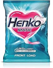 Henko Matic Front Load Detergent Powder 2kg | Lintelligent Nano Fibre Lock Technology, Removes Toughest Stains From Your Clothes, Locking Fibres & Color Intact