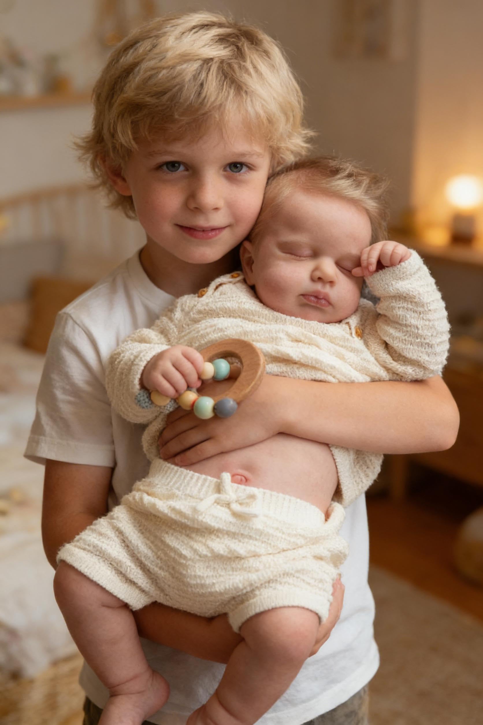 Anano Reborn Baby Dolls Closed Eyes Loulou 20 inches Waterproof Anatomically Correct Full Body Baby Doll Boy with Hand Rooted Hair for Kids Ages 3+