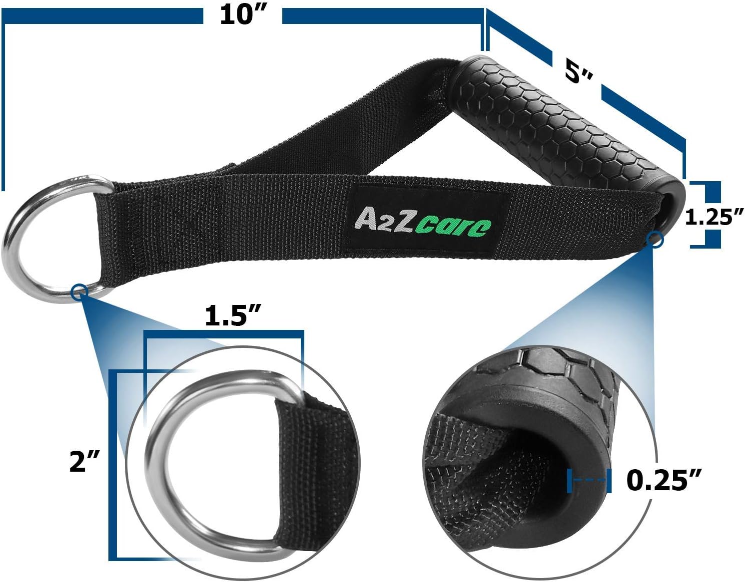 A2ZCARE Heavy Duty Exercise Handles with 2 D-Rings, Premium Exercise Hand Grips Attachment for Pulley LAT Pulldown System and Resistance Bands (Red) : Sports & Outdoors