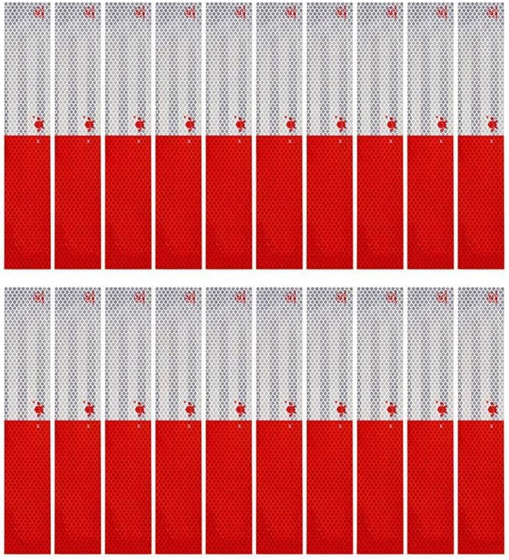 ANKIA Red White Micro Prismatic Sheeting Reflective Tape 2" X 12' Waterproof Reflector Tape Self-Adhesive Reflector Tape Conspicuity Safety Warning Sticker for Truck Trailer Pickup Mailbox (20 Pcs)