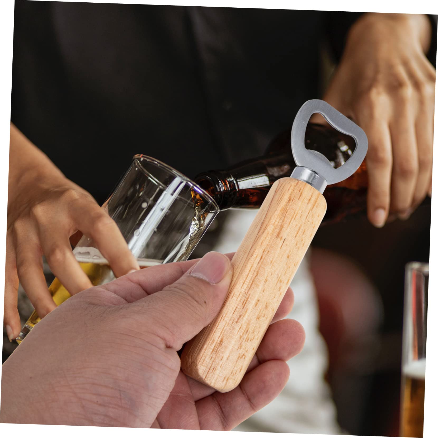 Garneck 4 Set Cavatappi in Legno Apribottiglie Bar Cremagliera Gadget Apribottiglie Da Apriscatole Sbarra Idro Rimozione Della Bottiglia Di Birra Vino Khaki Di Legno 4 Pezzi * 4