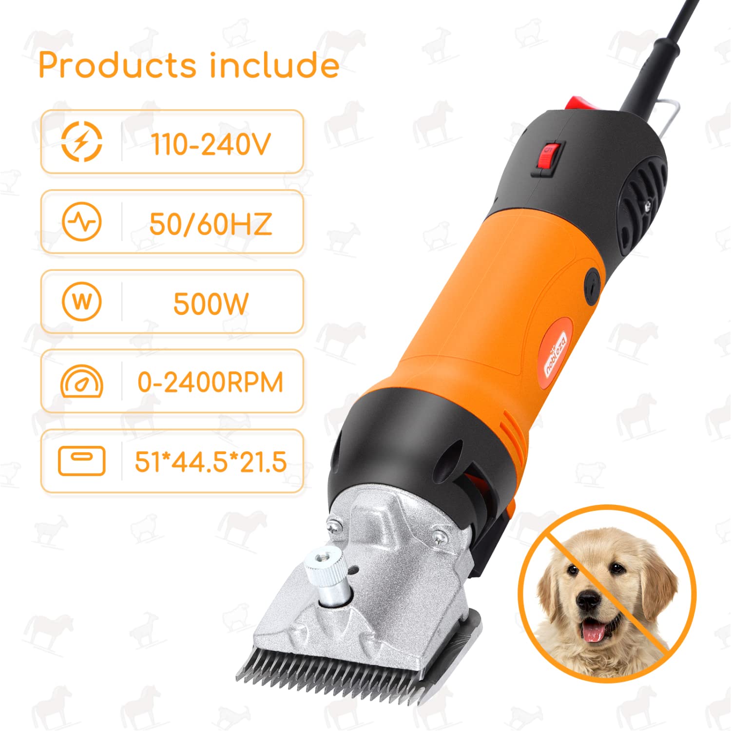 Nobleza 550W de Pelo Caballos máquina para esquiladora Caballo Cortar ovejas eléctrica cortadora Maquina Profesional Kit de Belleza de Ajuste de Seis velocidades