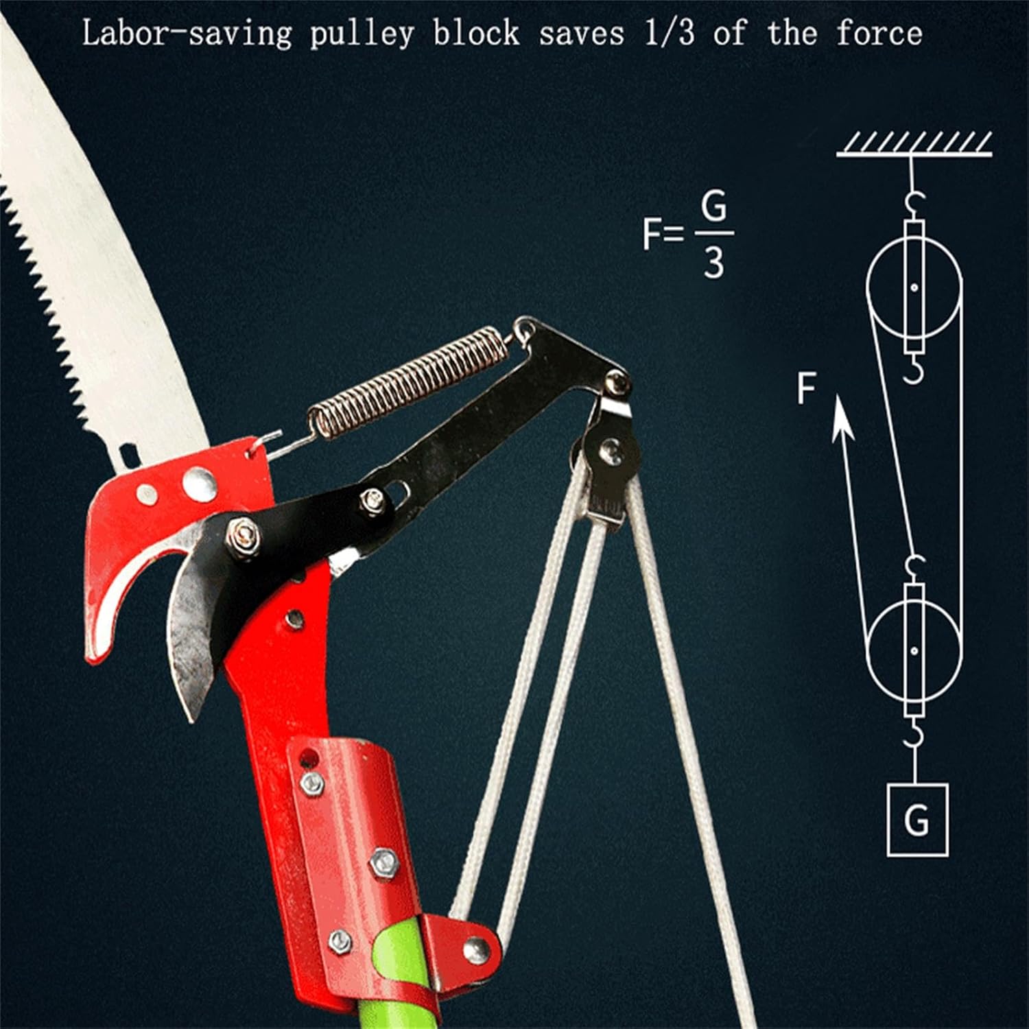 19 Feet Tree Saw Pruner Manual Pole Saw Detachable High Branch Scissors with Epoxy Resin Rod & Stainless Steel Saw Head, Dual-Function, 14in Blade Length