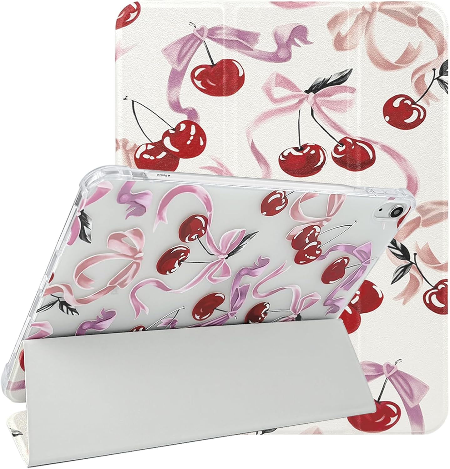 Lovmooful for iPad Air 6/5/4 Gen Case with Pencil Holder Cute-Cherry Bow