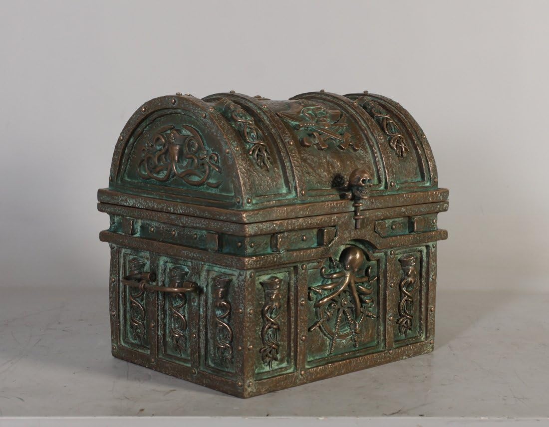 Imports Davy Jones Locker Treasure Chest 16 Inch H Verde Bronze Finish
