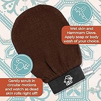 Vista 5 de Natural Elephant Guantes exfoliantes para hammam (verde azulado, rosa y morado (paquete de 3))