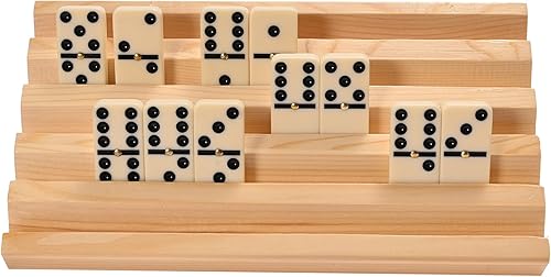 Miniatura 3 de Juego de 4 soportes de dominó de madera para dominó de tren mexicano, bandejas de dominó para dominó de tren mexicano, estantes de dominó de madera