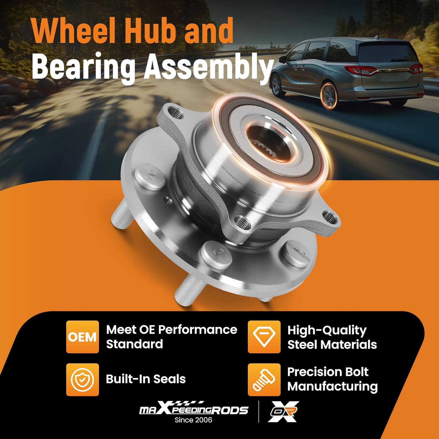 maXpeedingrods 513293 Front Wheel Bearing & Hub Assembly for Honda Odyssey All Models 2011-2017 5-Lug Replacement BR930844 HA590433