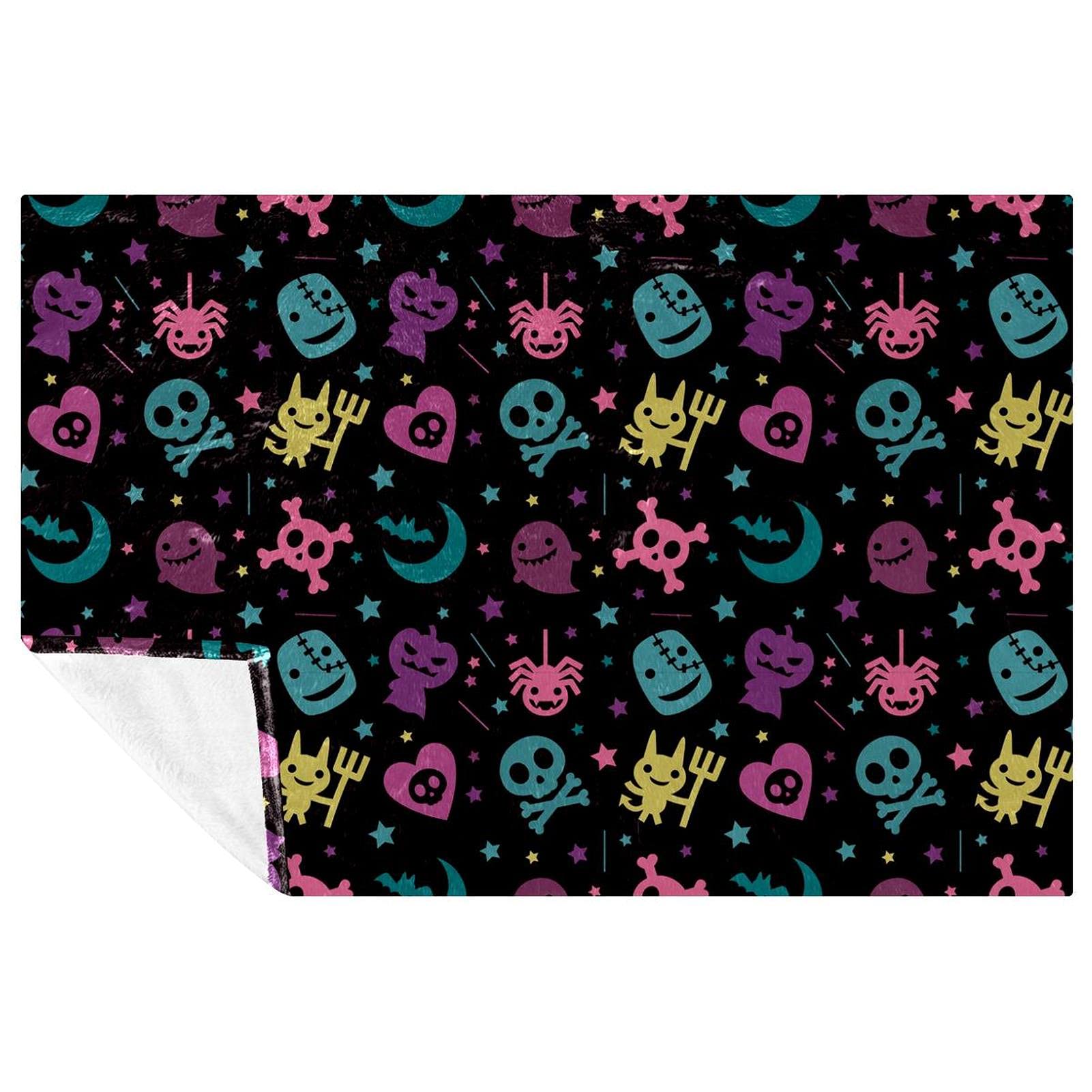 Couverture motif fantôme et araignée 150x100 plaid chaud lit canapé