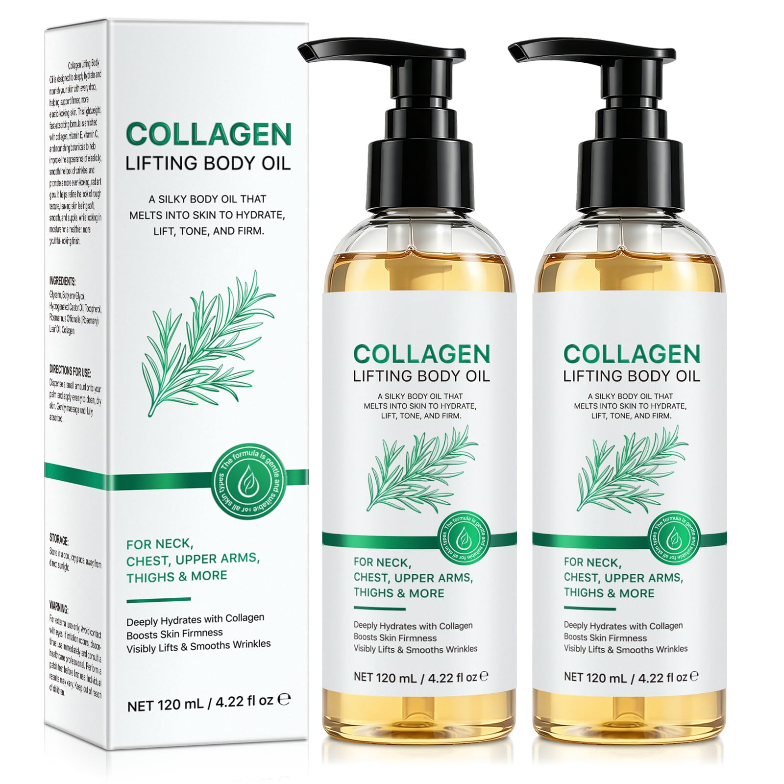 Olio per il corpo al collagene, rassodante per la pelle secca, olio per il corpo idratante con collagene, olio da massaggio ad assorbimento rapido, per donne e uomini, per pelle morbida e luminosa (2)