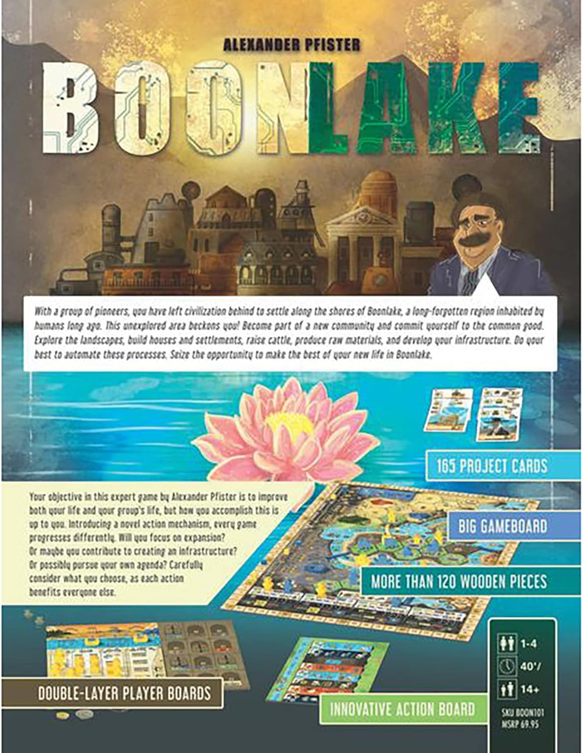 Capstone Games Boonlake Euro Strategy Board Game for 1-4 Players – Hand Management, Engine Building, Resource Planning, Territory Development, Strategic Solo & Competitive Fun – 90 Min | Ages 14+