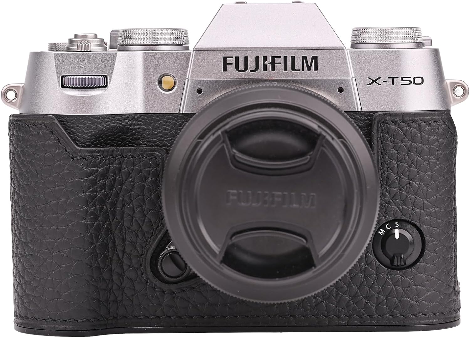 Handmade Genuine Leather Camera Half Case for Fujifilm X-T50/Fujifilm X-T50 Camera Case/Fujifilm X-T50 Case - Top Layer Cowhide Body + Metal Base Plate (Orange)
