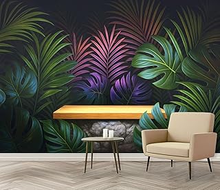 Wall Mural Wooden tabletop boulder placed among an exotic jungle platform for Peel and Stick Wallpaper Removable Self Adhesive Large Mural Wall Decor for Living Room Bedroom Kids Room 69''x96''