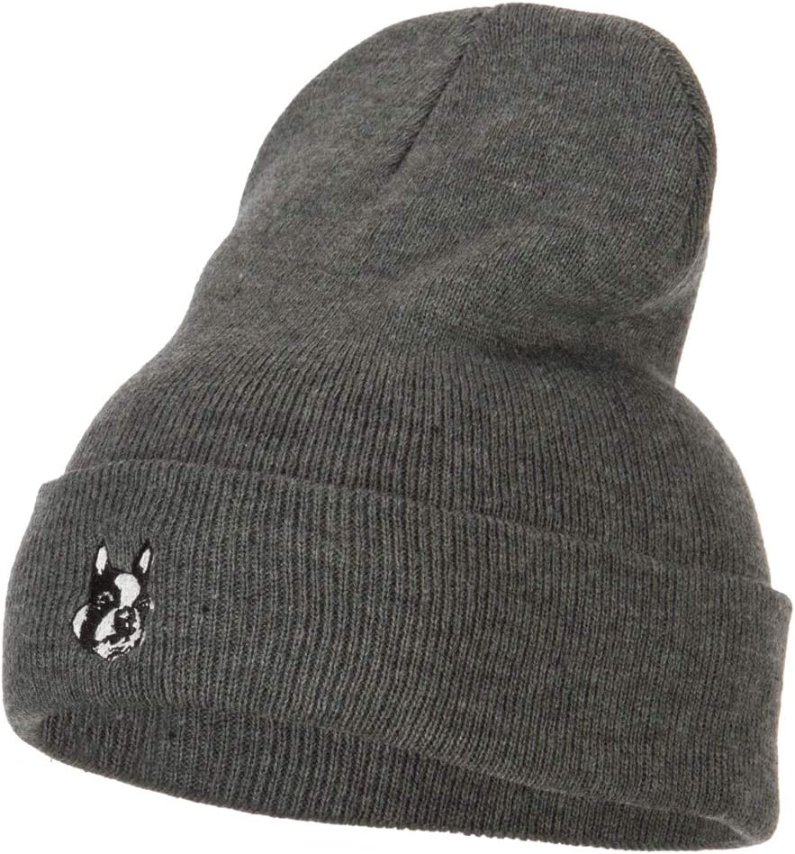 e4Hats.com Boston Terrier Dog Face Embroidered Long Beanie