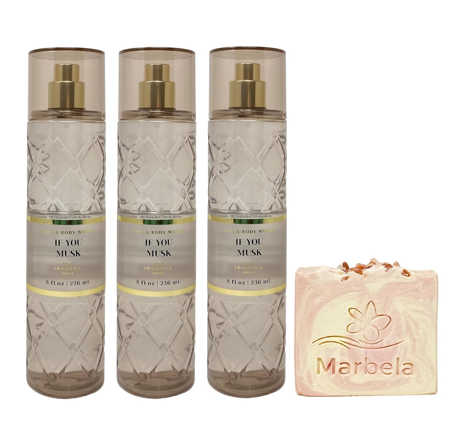 Bath & Body Works If You Musk 3 Pack Fine Fragrance Mist Bundle with a Himalayan Salts Springs Bar Soap - Full Size